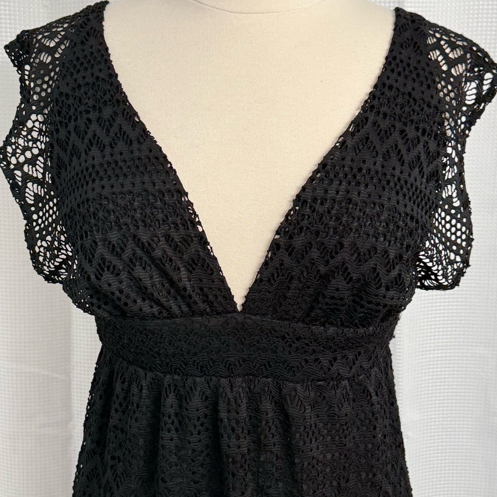 Lovestitch Women's Bohemian Lace V-Neck Maxi Lined Dress, Black, Size M - Picture 2 of 9